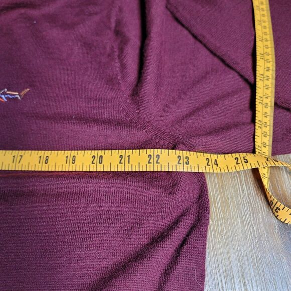 Greg Norman Tasso Elba Mens XL Maroon Sweater Italian Spun Yarn V Neck - Picture 6 of 7